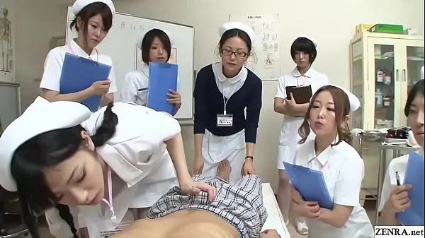 Fresh JAV nurses CFNM handjob blowjob demonstration Subtitled warm Clips