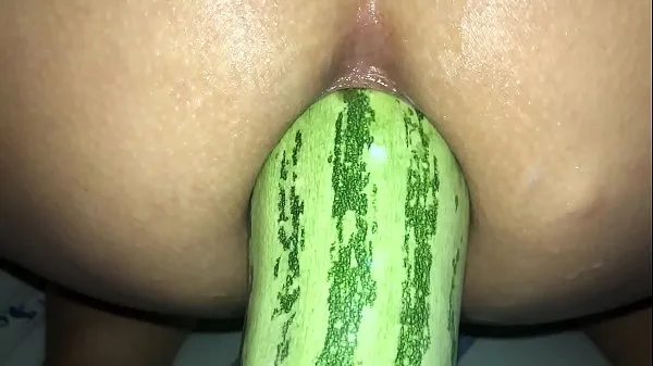 Fresh extreme anal dilation - zucchini warm Clips
