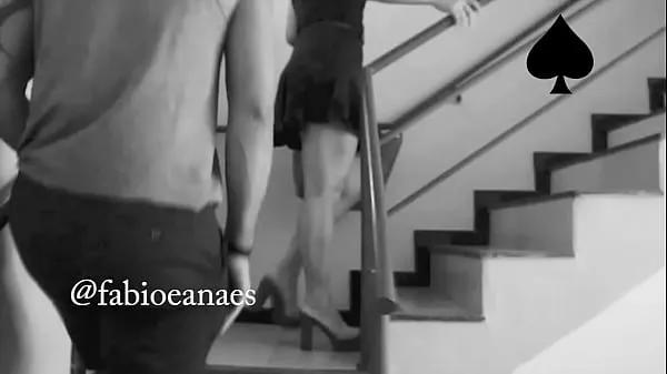 Fresh Black man lifting my naughty hotwife's skirt up the stairs of the motel she had no panties on warm Clips