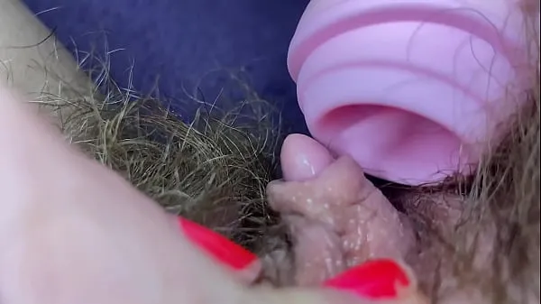 Fresh Testing Pussy licking clit licker toy big clitoris hairy pussy in extreme closeup masturbation warm Clips
