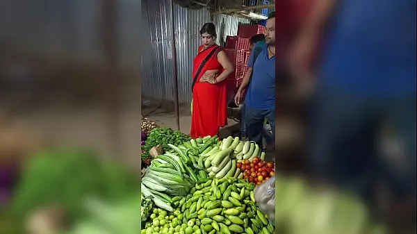 Friske XXX vegetable market in red sari slut paid to pay varme klipp